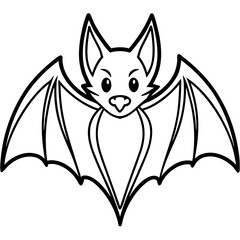 Cute Silhouette of a Bat line art vector cartoon illustration