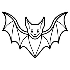 Cute Silhouette of a Bat line art vector cartoon illustration
