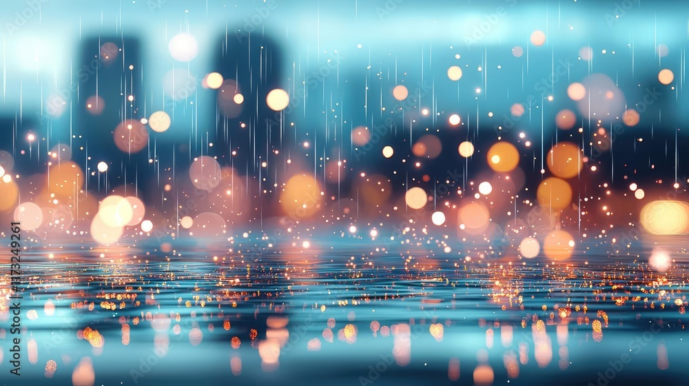 Aufkleber splash abstract background concept. a serene scene of raindrops falling on water, creating a dreamy 