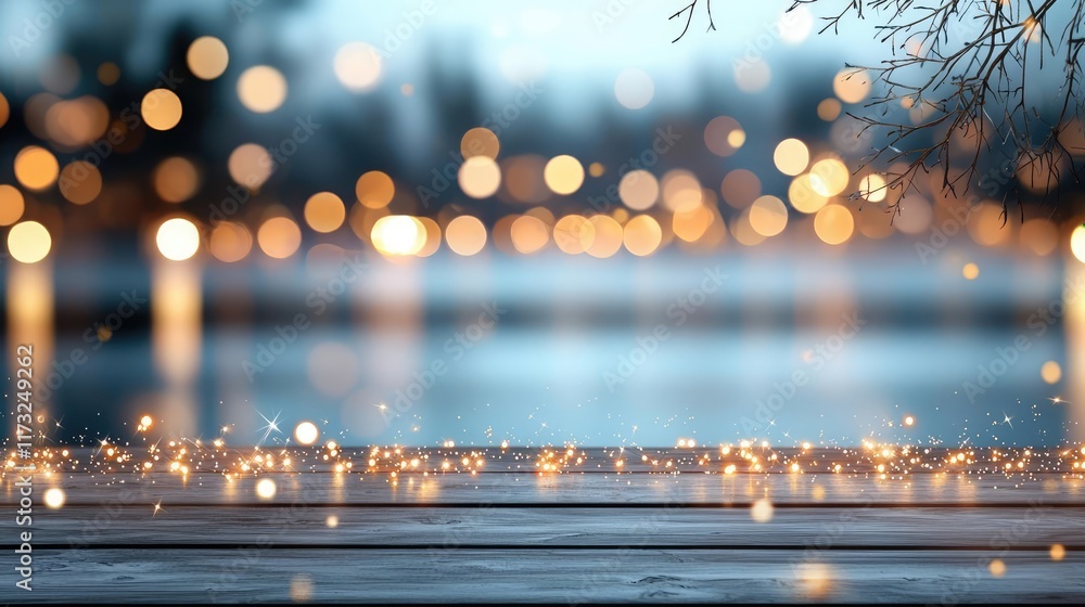 Poster splash abstract background concept. a serene blur of evening lights reflecting on water, creating a 