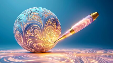 Artistic Representation of International Mother Language Day Celebrating Diversity and Cultural Heritage with a Glowing Sphere and Pen on an Artistic Background