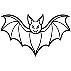 Cute Silhouette of a Bat line art vector cartoon illustration