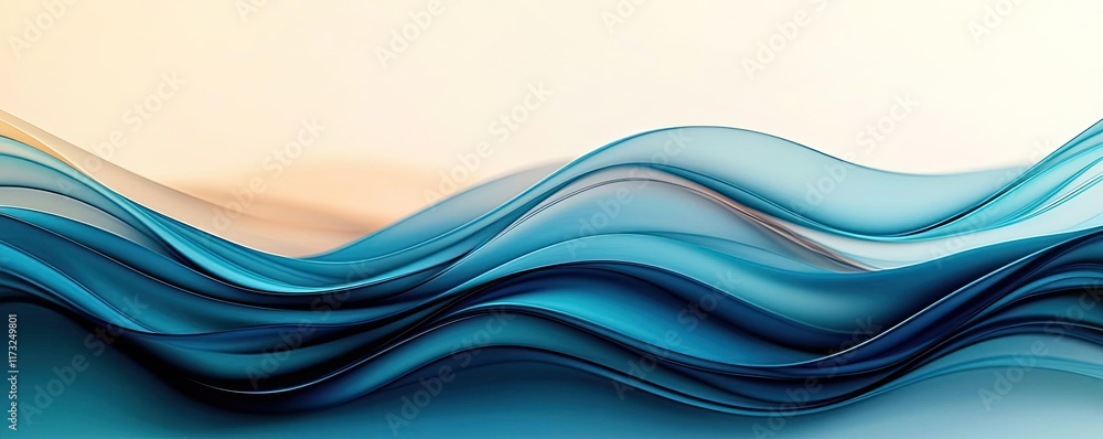Poster waves abstract background concept. abstract waves in soothing blue tones create a tranquil and moder