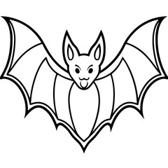 Cute Silhouette of a Bat line art vector cartoon illustration
