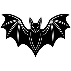 Cute Silhouette of a Bat line art vector cartoon illustration