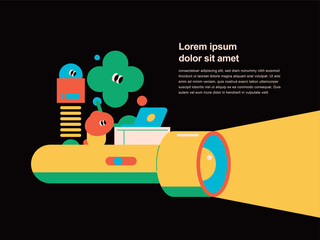 Business cute simple character. People doing work and having meetings. Find, search and learn.