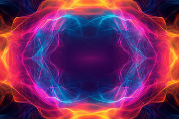 Obraz premium Abstract background. Blue and purple neon light rays speed through a motion background creating a futuristic look, space tunnel or wormhole time travel effect.