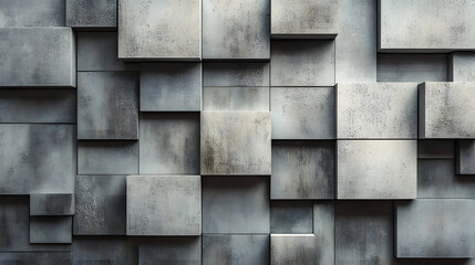 Abstract Grey Cubes Wall Textured Surface Design