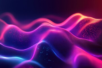 Obraz premium Digital data waves in futuristic environment abstract art dynamic viewpoint cascading visuals for technology enthusiasts