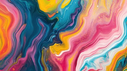Vibrant Fluid Acrylic Painting: Swirling Colors