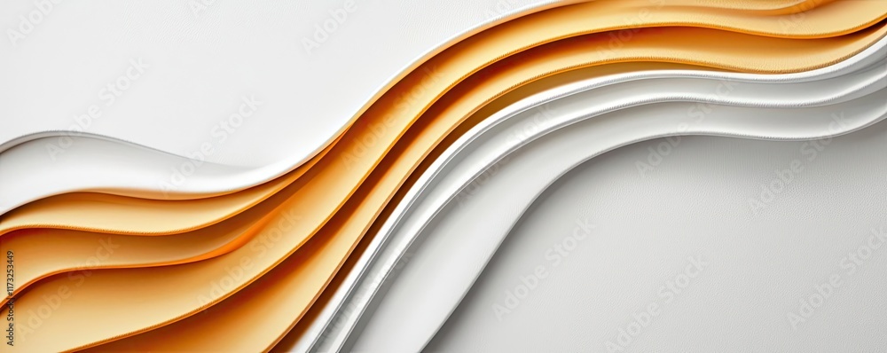 Poster soft abstract background idea. abstract paper waves featuring a blend of white and orange tones.