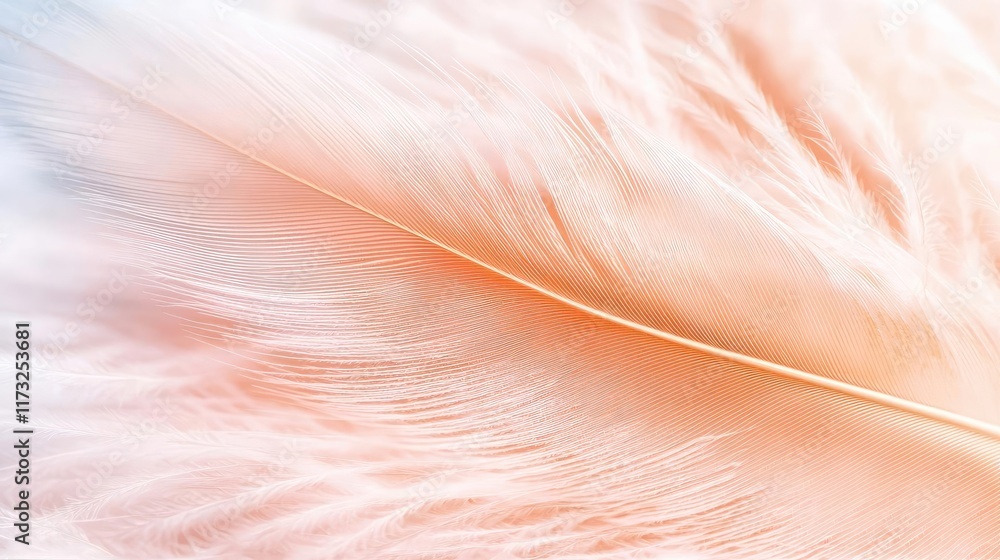 Poster feather abstract background idea. a close-up view of a delicate feather with soft pastel colors and 