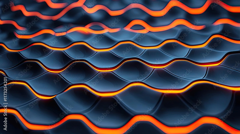 Poster waves abstract background concept. vibrant abstract wavy pattern with orange and black hues creating