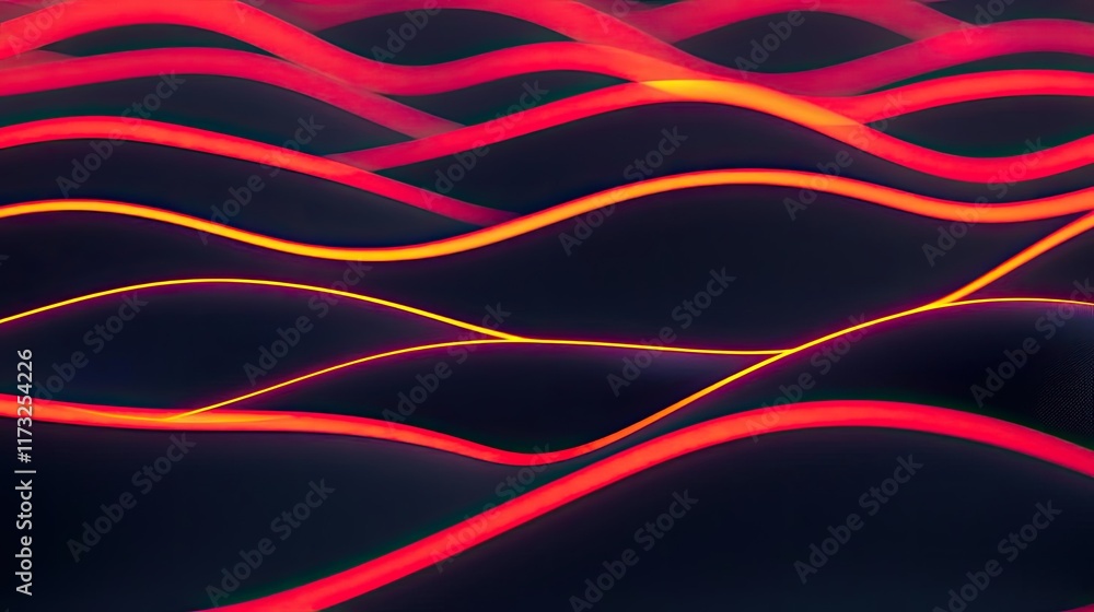 Poster waves abstract background concept. dynamic abstract lines in red and orange create a vibrant visual 