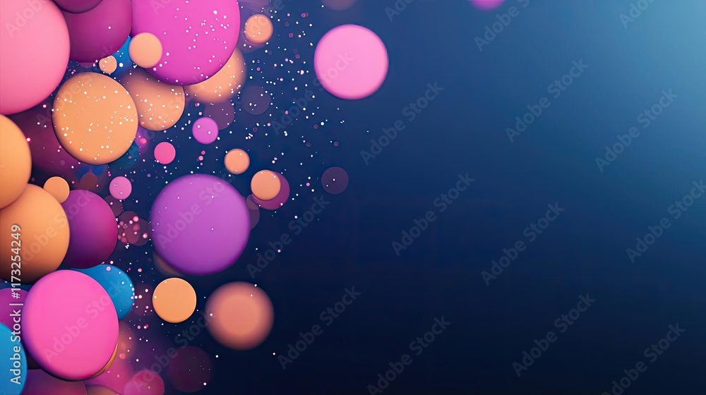 Poster splash abstract background concept. colorful abstract bubbles create a vibrant, lively background wi
