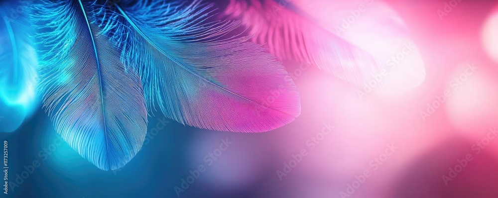 Poster feather abstract background idea. colorful feathers create a dreamy and vibrant atmosphere with soft