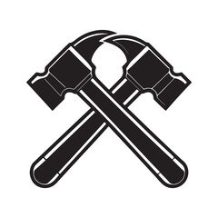 hammer silhouette, black and white silhouette, vector and illustration