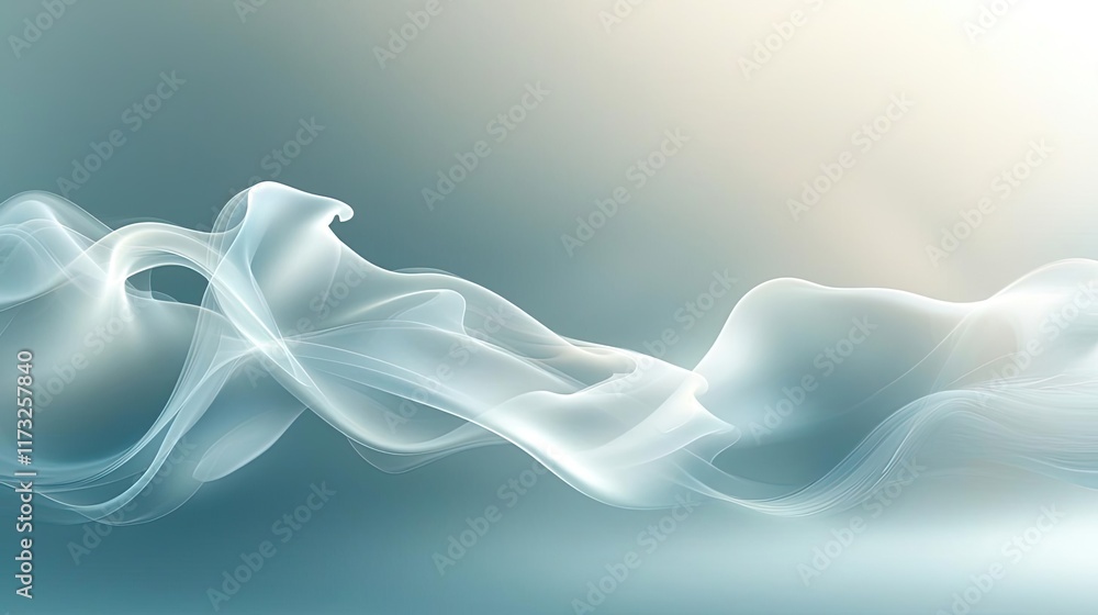 Poster smoke abstract background concept. soft flowing waves of translucent smoke on a serene gradient back