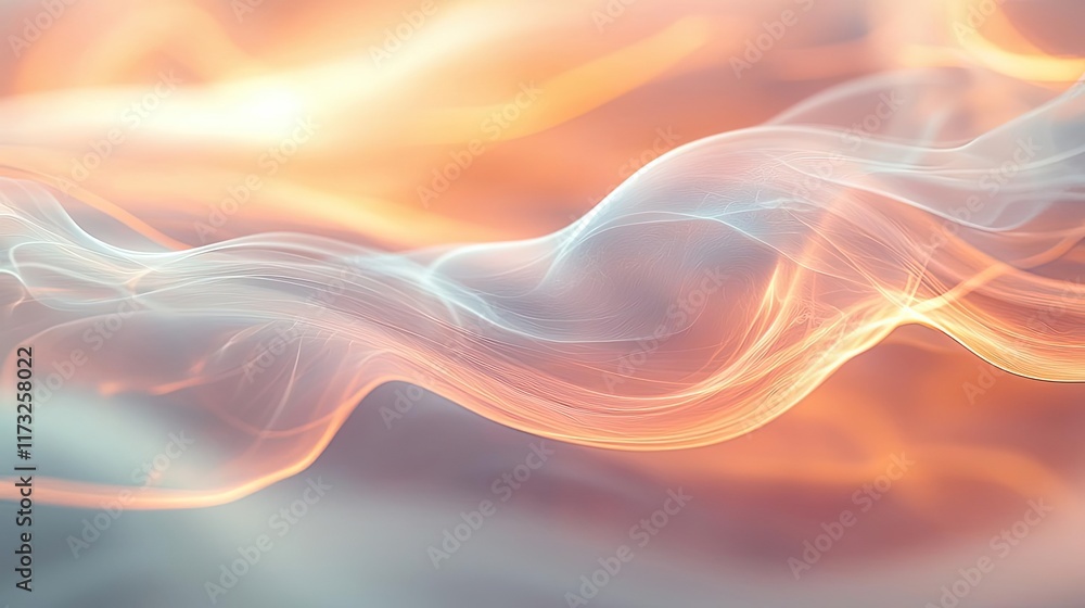 Aufkleber smoke abstract background concept. abstract flowing waves of light in soft hues of blue and orange c