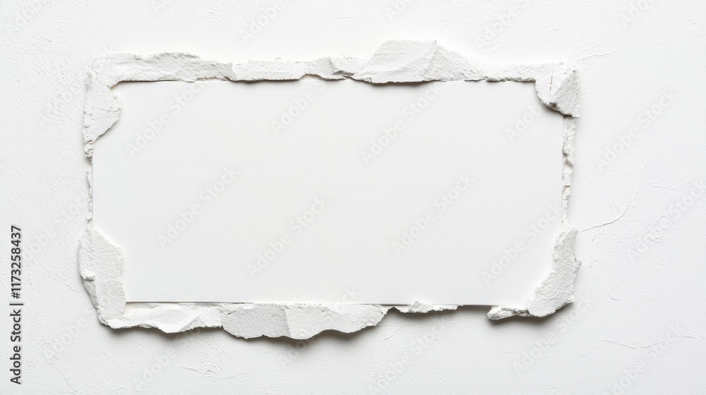Aufkleber a torn paper frame reveals a blank space, creating a minimalist and artistic backdrop for text or im
