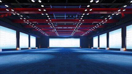 Fototapeta premium modern exhbition stage with large blank billboard