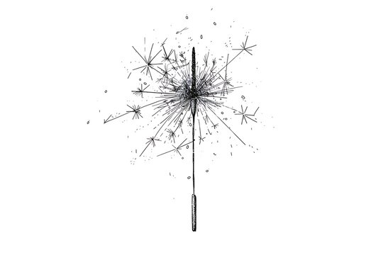 black and white sparkler on white background clip art preview