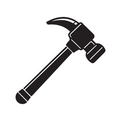 hammer silhouette, black and white silhouette, vector and illustration