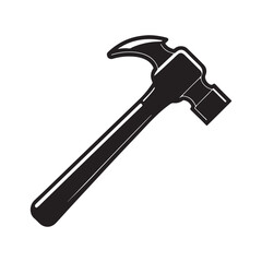 hammer silhouette, black and white silhouette, vector and illustration