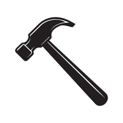 hammer silhouette, black and white silhouette, vector and illustration