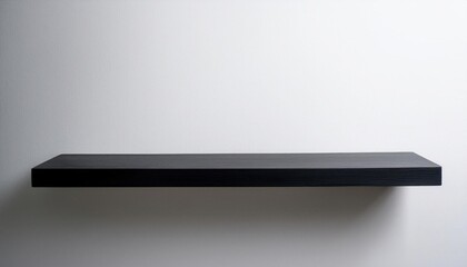 Empty Black Shelf Against White Wall: Minimalist Product Display