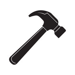 hammer silhouette, black and white silhouette, vector and illustration