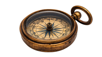 old compass isolated on white background 