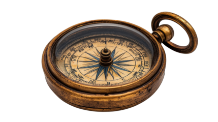 old compass isolated on white background 