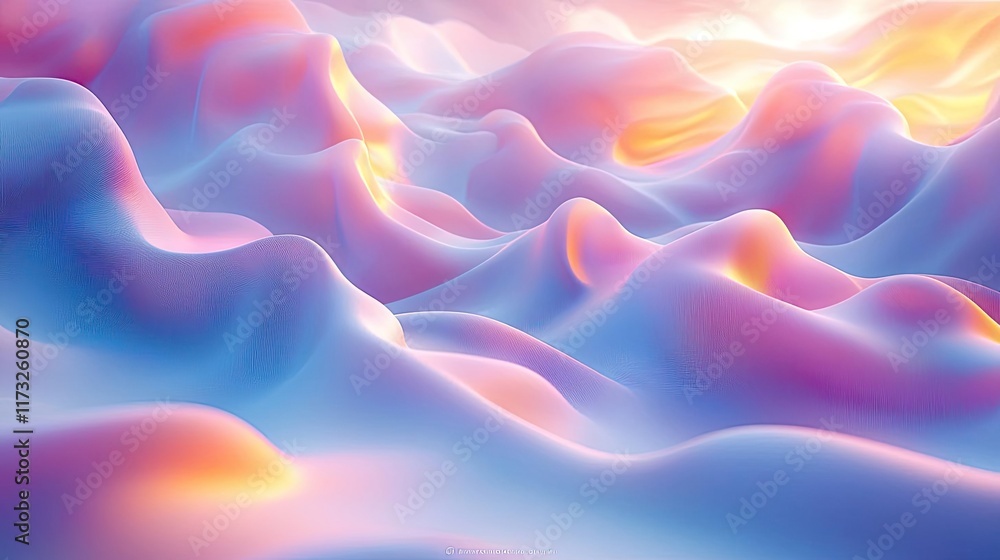 Poster soft abstract background idea. a mesmerizing abstract landscape of soft, colorful waves resembling c