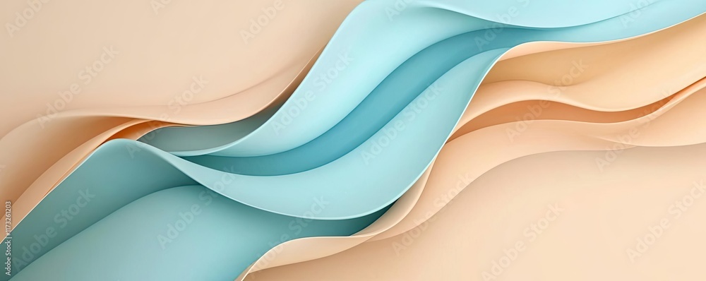 Poster soft abstract background idea. abstract flowing waves in soft blue and beige tones for modern design