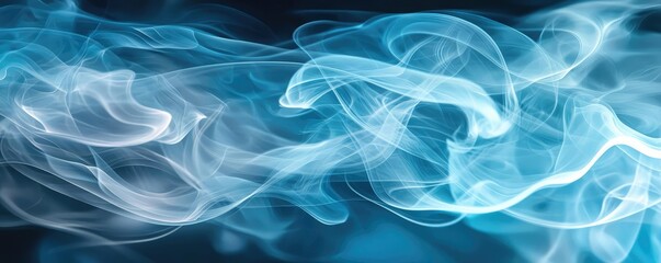 Fototapeta premium Smoke abstract background concept. Abstract blue smoke waves creating a mystical and calming atmosphere.