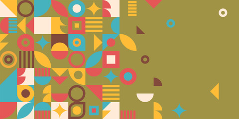 Fototapeta premium Geometric bright pattern banner in flat style. Geometric background.