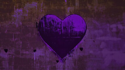 Abstract Purple Heart Art: Grunge Texture Background