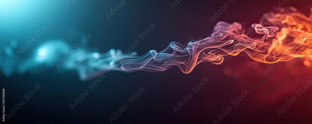 Poster smoke abstract background concept. colorful smoke waves blend together in a dynamic abstract backgro