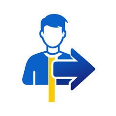 arrow sign man logo design 