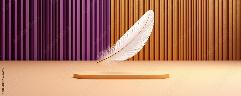 Aufkleber feather abstract background idea. a minimalist design featuring a single feather against vibrant col