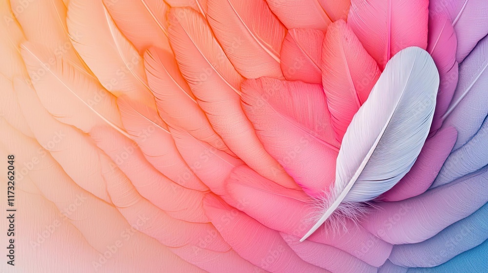 Aufkleber feather abstract background idea. a soft, colorful background of feathers with a delicate white feat