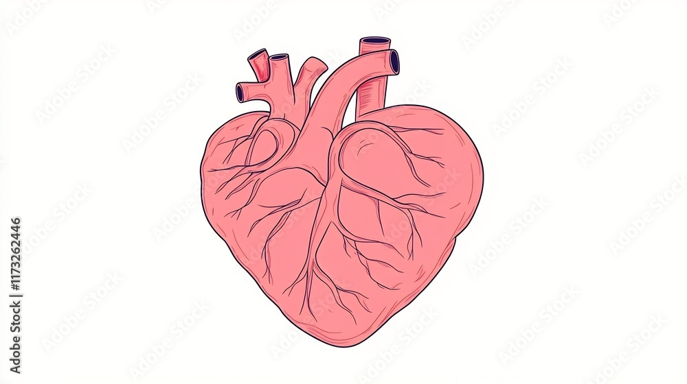 Poster continuous line heart in modern minimalist style