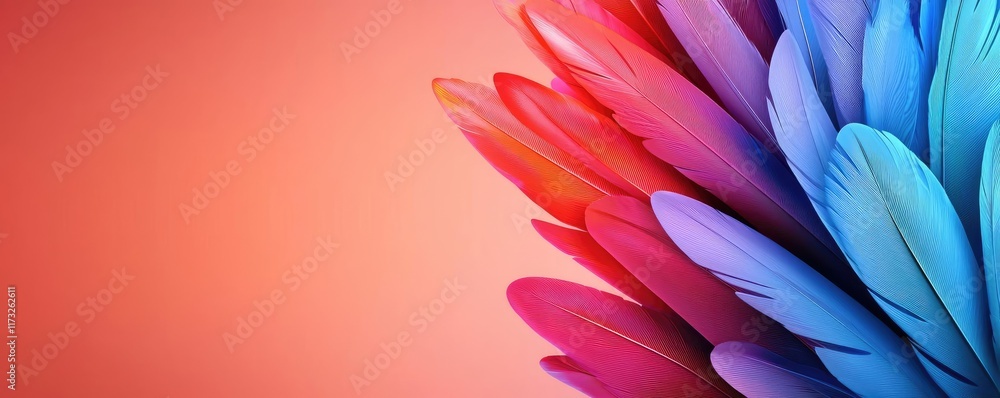 Poster feather abstract background idea. vibrant feathers in shades of blue and pink creating a colorful ba
