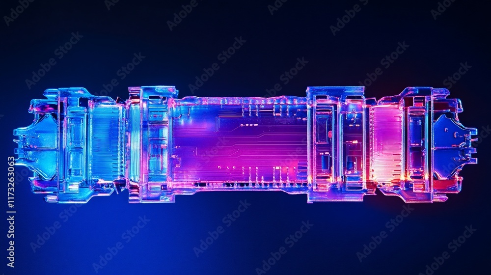 Aufkleber futuristic transparent device with glowing circuitry.