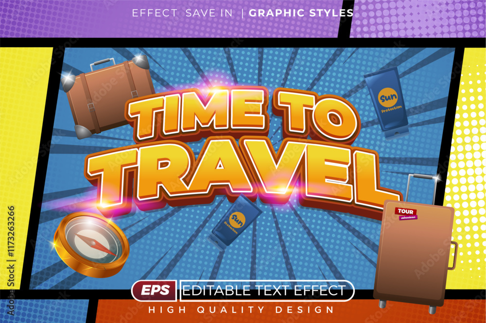 Poster Editable 3d text effect time to travel