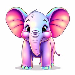 Fototapeta premium Cute Rainbow Elephant: A sweet and playful illustration of a colorful cartoon elephant with a bright and vibrant rainbow design. perfect for children's books, baby showers, and more. 