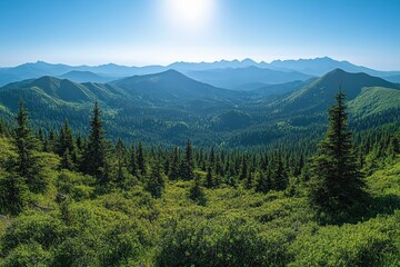 Fototapeta premium Majestic mountain range adventure carpathian mountains nature photography lush greenery wide-angle view serenity and beauty
