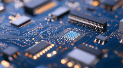 Global Technology News Microchip Circuits and Flags Blend