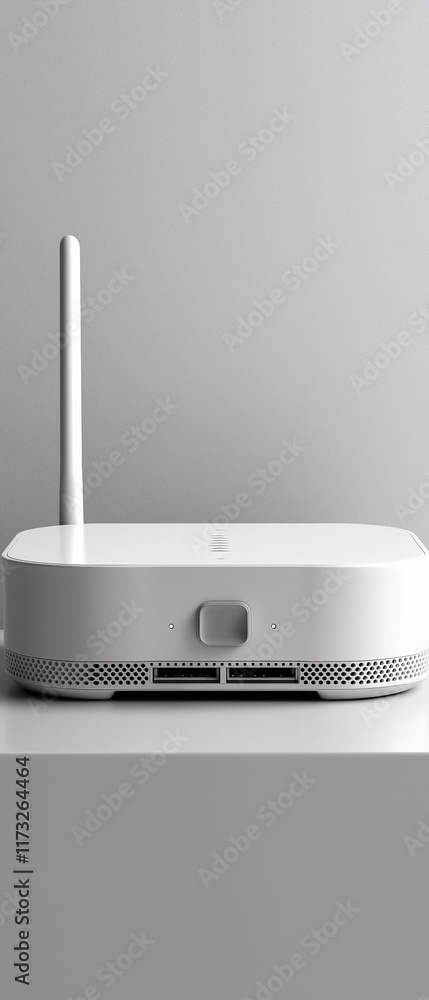 Poster wifi portable device range. minimalist white portable wi-fi router with sleek design for modern conn